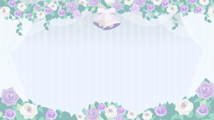 紫色の薔薇と鐘の背景素材