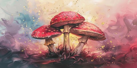 red mushrooms, ai generated,