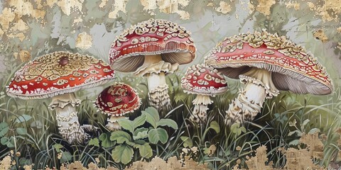 red mushrooms, ai generated,