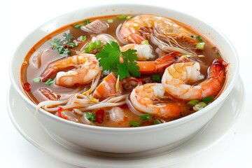 Flavorful shrimp pho with fresh herbs and chili slices