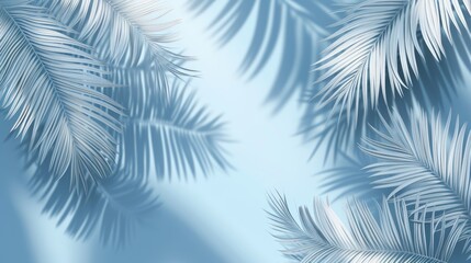 A photograph of palm leaves silhouetted against a bright blue sky, ideal for use in designs related to tropical or beach-themed concepts