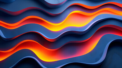 Obraz premium Abstract, 3D Render, Digital Art, Orange and Blue Wavy Lines, Background, Wallpaper, Pattern, Modern, Contemporary, Design, Graphic, Illustration, Creative, Artistic