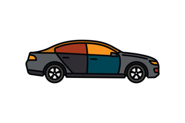 Original vector illustration. A passenger car. A contour icon.