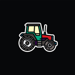 Original vector illustration. Contour icon of a tractor on wheels, for agricultural and industrial purposes.