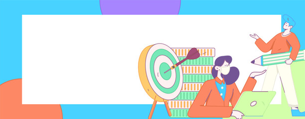 Marketing planning business characters flat vector concept operation hand drawn illustration
