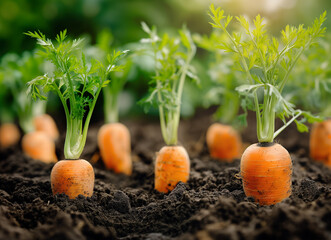 carrots growing in the ground in the garden