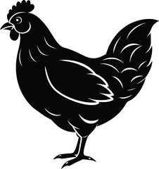  Chicken silhouette vector illustration.