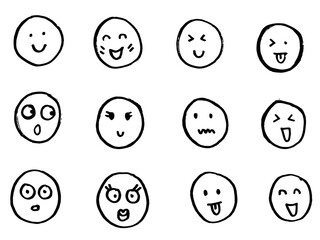 Smile face funny emoji doodle collection hand drawn