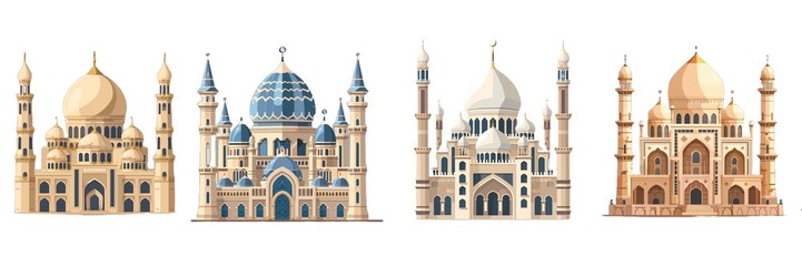 Fototapeta premium Collection mosque isolated on transparent background. Generated AI