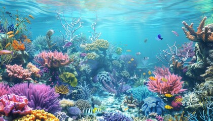 Radiant Underwater Coral Reef Ecosystem Teeming with Colorful Marine Life