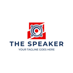 speaker sound system logo design with creative concept premium vector