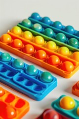 Collection of plastic toys arranged on a table, ideal for use in illustrations or as props