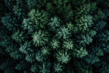 Image of a forest from above, featuring lush green trees and a dense canopy