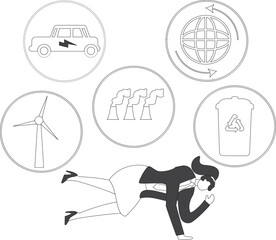 Warming and environmental contamination Businesswoman