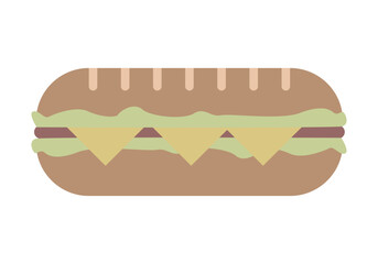 Bocadillo con carne, lechuga y queso.