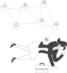 Economic Crisis Businesswoman, Businesswoman under the box