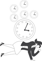 Businessman Time pressure, Businessman under the big clock