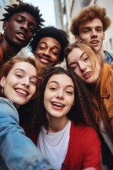 Fototapeta premium Group of friends posing for a photo, great for social media and personal use