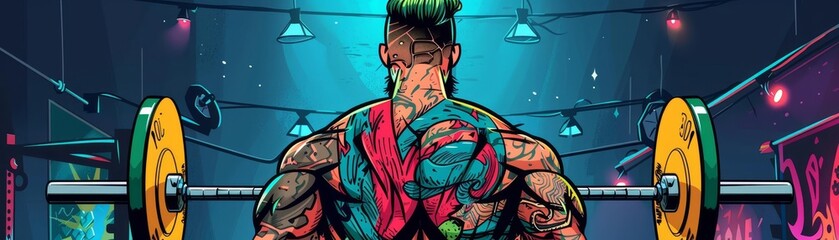 Show a weightlifter from behind as they conquer a challenging barbell lift