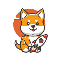 Obraz premium dog and rocket cartoon