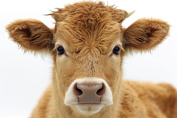 Young calf with fluffy fur and large eyes