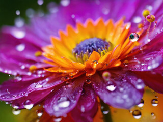Macro image of a beautiful flower wet petals.