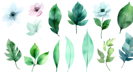 Repeating abstract floral pattern with leaves and flowers for summer decoration or wallpaper design isolated on white background