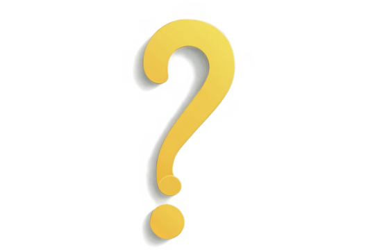 A shiny golden question mark symbol with a reflective surface stands boldly on a pure black background, embodying inquiry and uncertainty