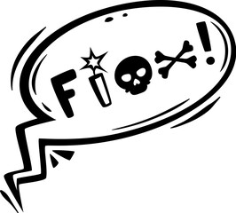 Comic swear speech bubble, angry bad word, aggressive curse, insult and hate text. Vector comics speech bubble, talk balloon or shout cloud with censored text of swear or bad word, skull, crossbones
