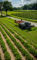 Autonomous agricultural robot equipped with soil-friendly crawler tracks and an attachment for...