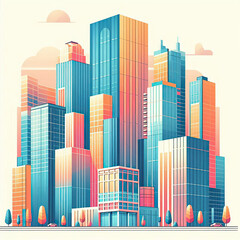 Obraz premium skyscraper office building abstract backgrounds illustration
