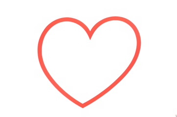 Simple red heart outline on a black background symbolizing love and emotion