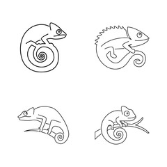 Chameleon line logo icon design vector illustration