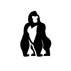 Gorilla line art, Vector illustration logo icon