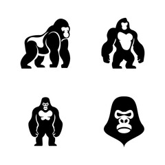 Gorilla line art, Vector illustration logo icon
