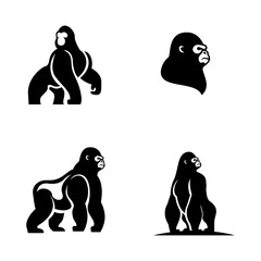 Gorilla line art, Vector illustration logo icon
