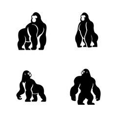 Gorilla line art, Vector illustration logo icon