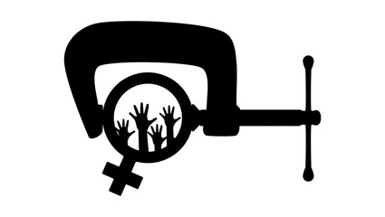 women rights violations, black isolated silhouette