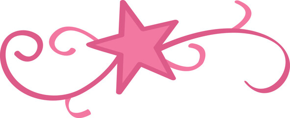 Pink Elegant Star and Swirls Vector Design