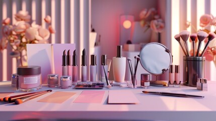 Glamorous Makeup Artist's Haven Premium Cosmetics Brushes and Mirrors in HighFashion Backstage