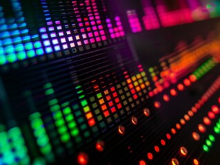 Obraz premium A digital LED screen displaying an equalizer graphic