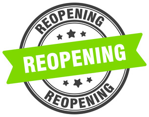 reopening stamp. reopening label on transparent background. round sign