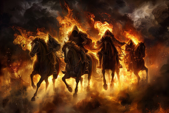 Four Horsemen of Apocalypse in Fire