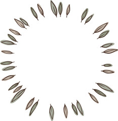 Abstract dried tea leaves wreath illustration for decoration on tea drinks and organic lifestyle.