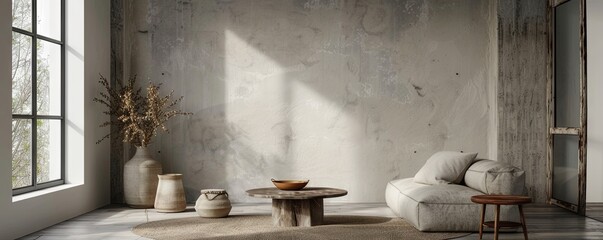 Contemporary Interior Design Background. Scandinavian Poster Mockup. Generative AI.