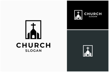 Church Chapel Catholic Christian Worship Prayer Pastor Priest Vector Logo Design Illustration