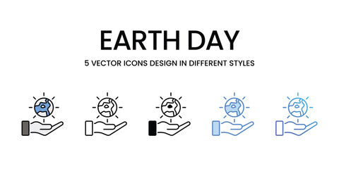 Earth Day icons vector set stock illustration.