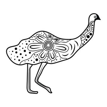 recommend clip art: Emu line art with aboriginal dot design