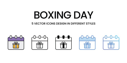 Boxing Day icons vector set stock illustration.