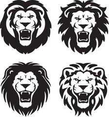 Fototapeta premium Collection Of Four Engravings With Lion Head